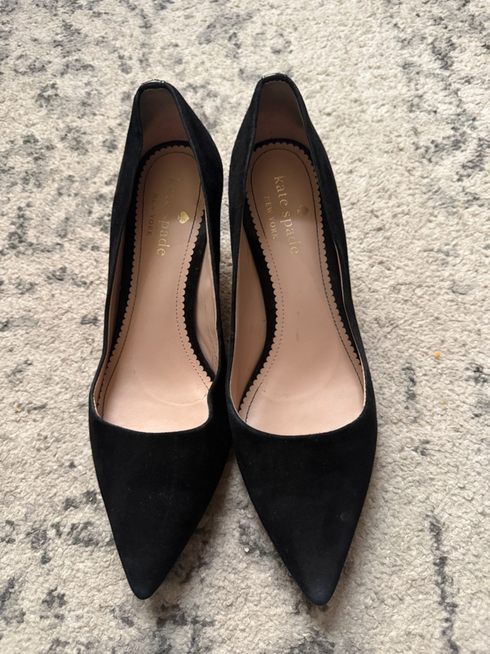 kate spade Black Pointed Toe Suede Heels